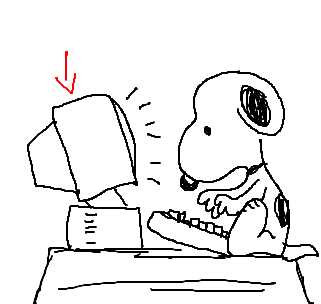 Snoopy at computer